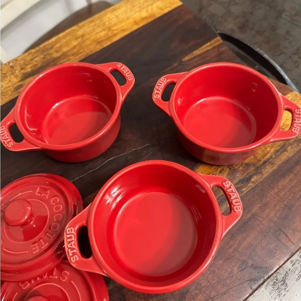 Staub Cherry Red Cocotte Trio